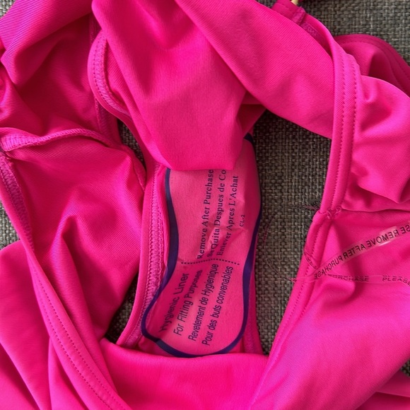 MICHAEL KORS Logo Strapless One Piece Bikini Ultra Pink Size 6 - Picture 11 of 15